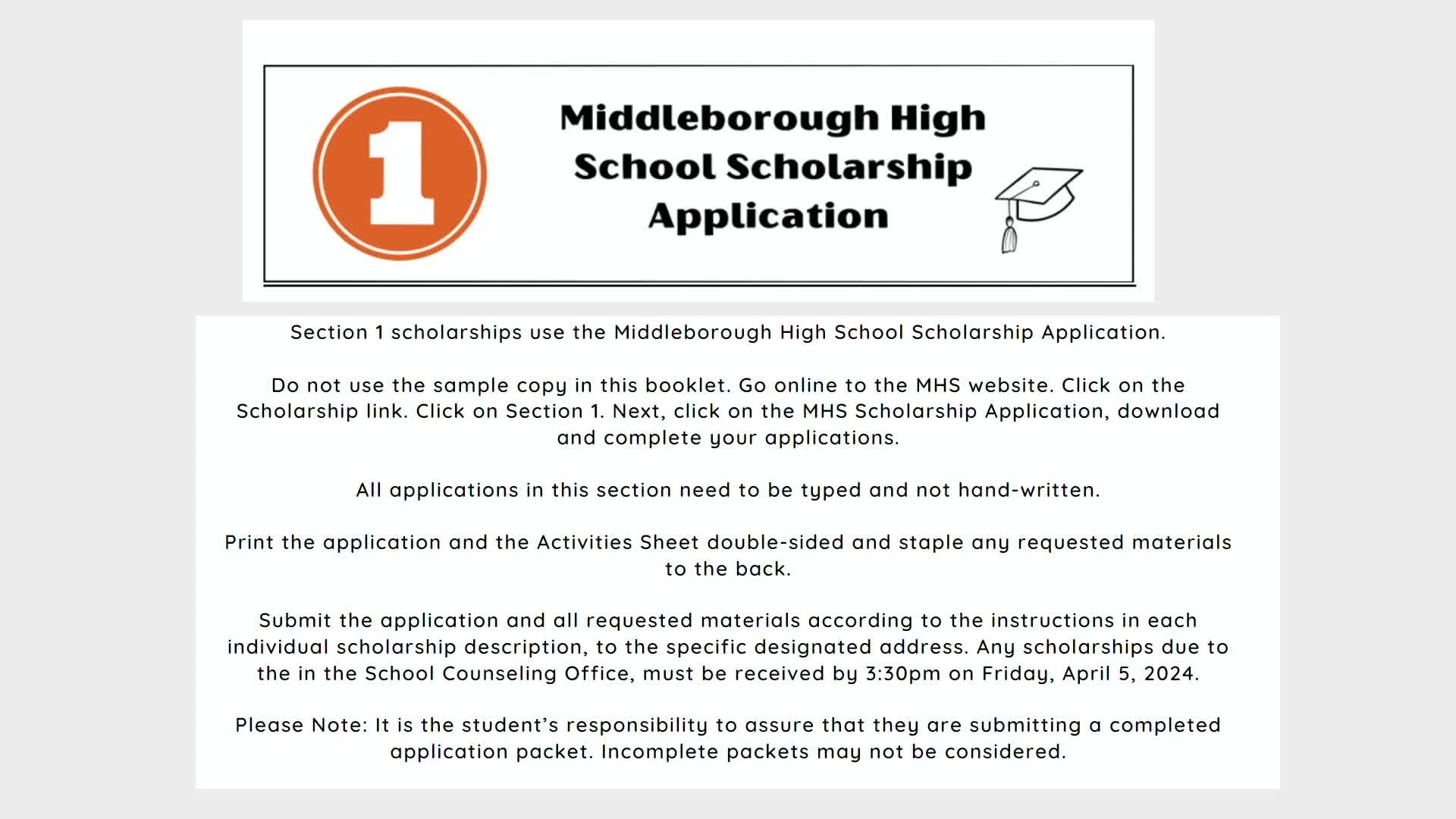 MHS Scholarship Information Presentation 2-15-2024