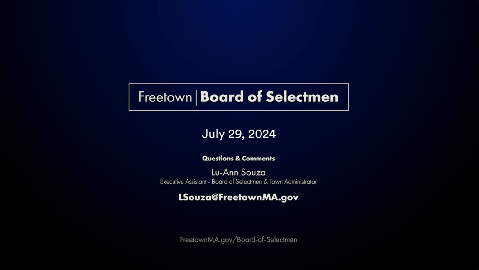 Navigate to Freetown Board of Selectmen 07-29-24